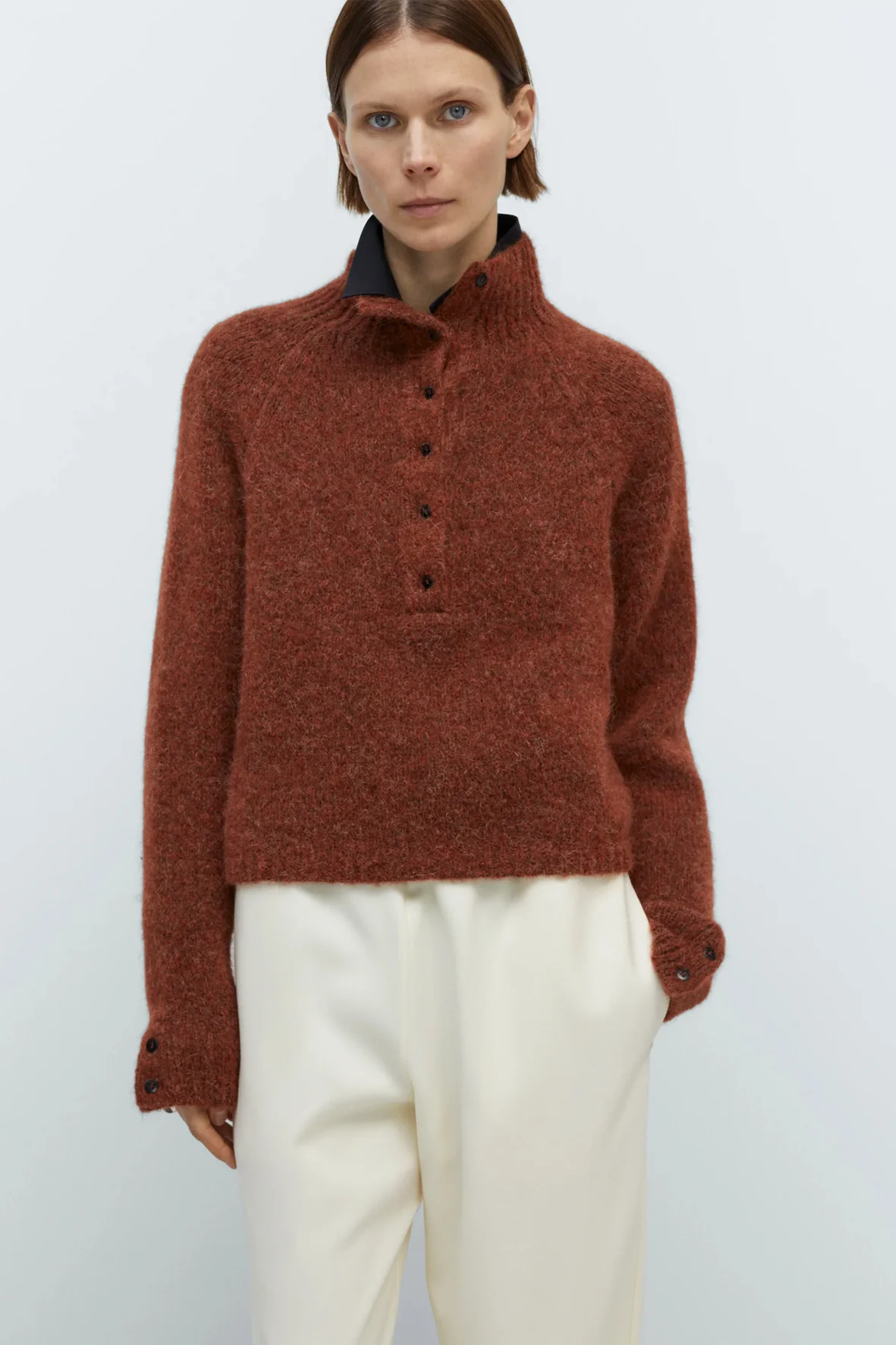 Jersey baby alpaca polo sweater A102226 - Imagen 2