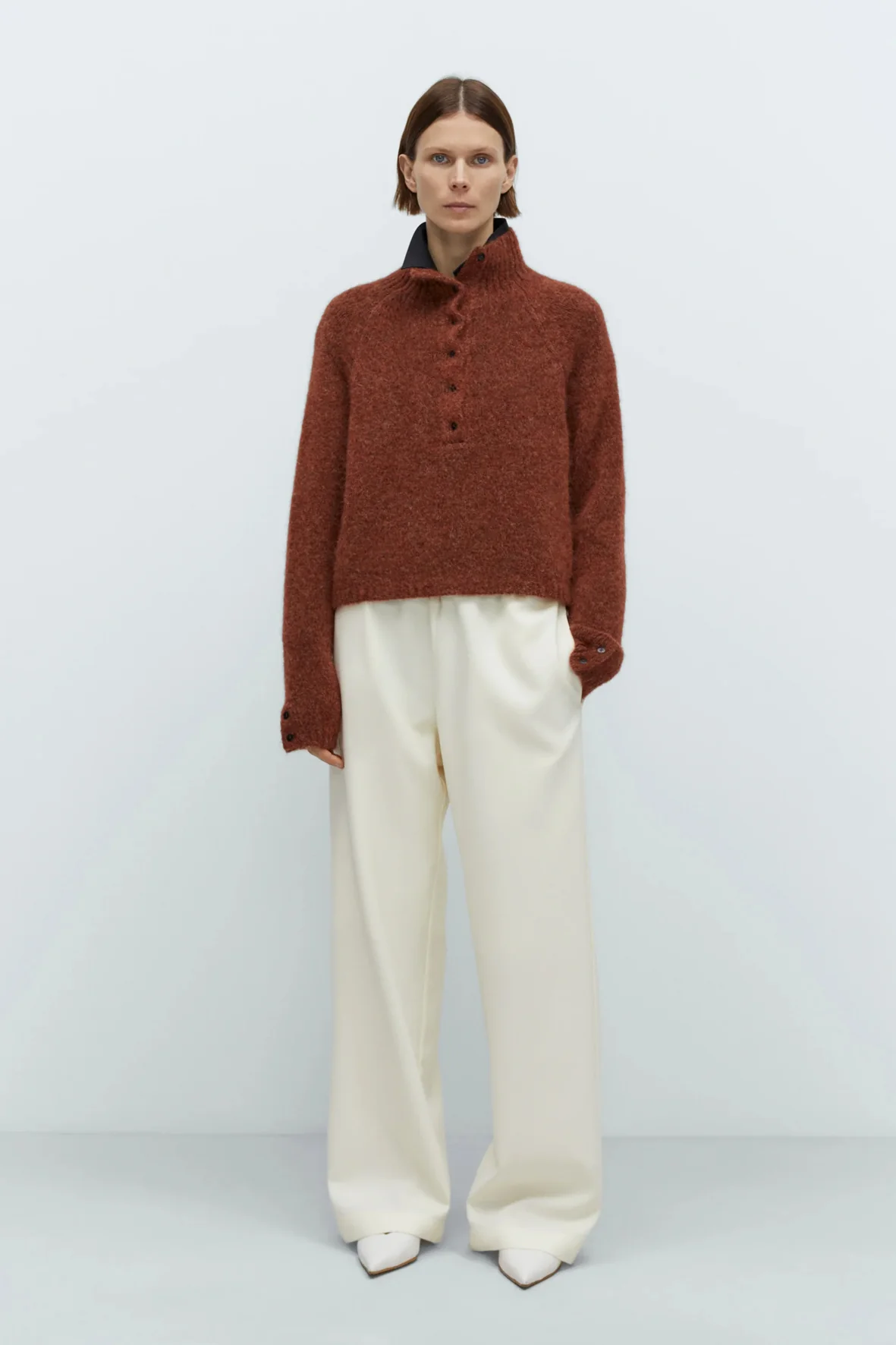 Jersey baby alpaca polo sweater A102226