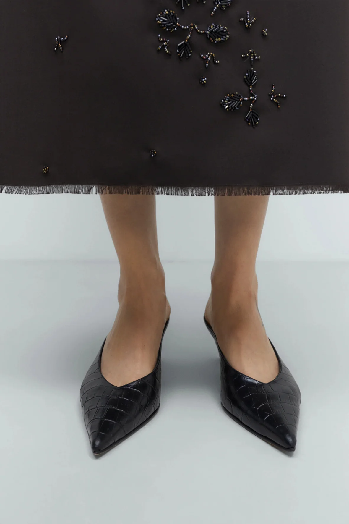 Zapatos leather pointy mule crocodil A102309 - Imagen 2