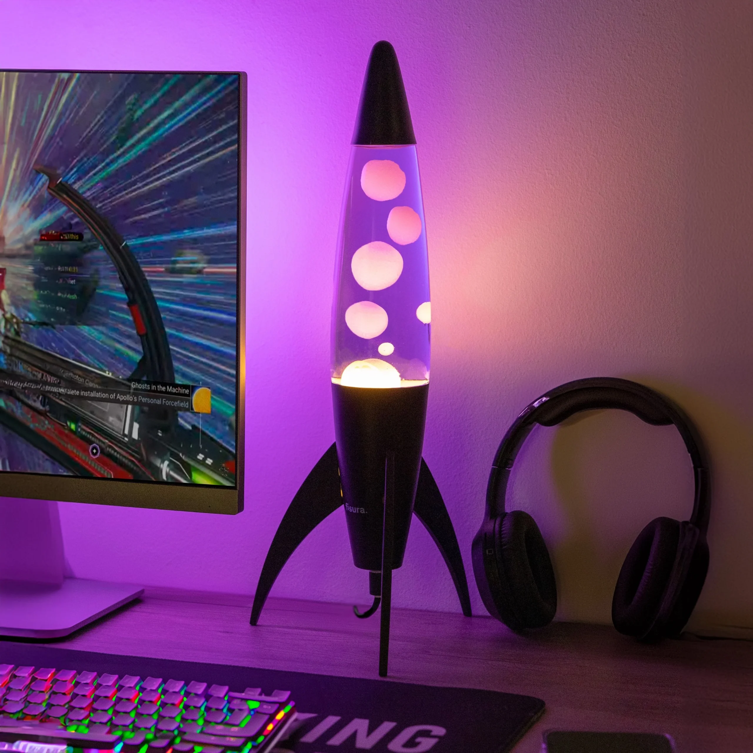 Lámpara de lava rocket morada - Imagen 2