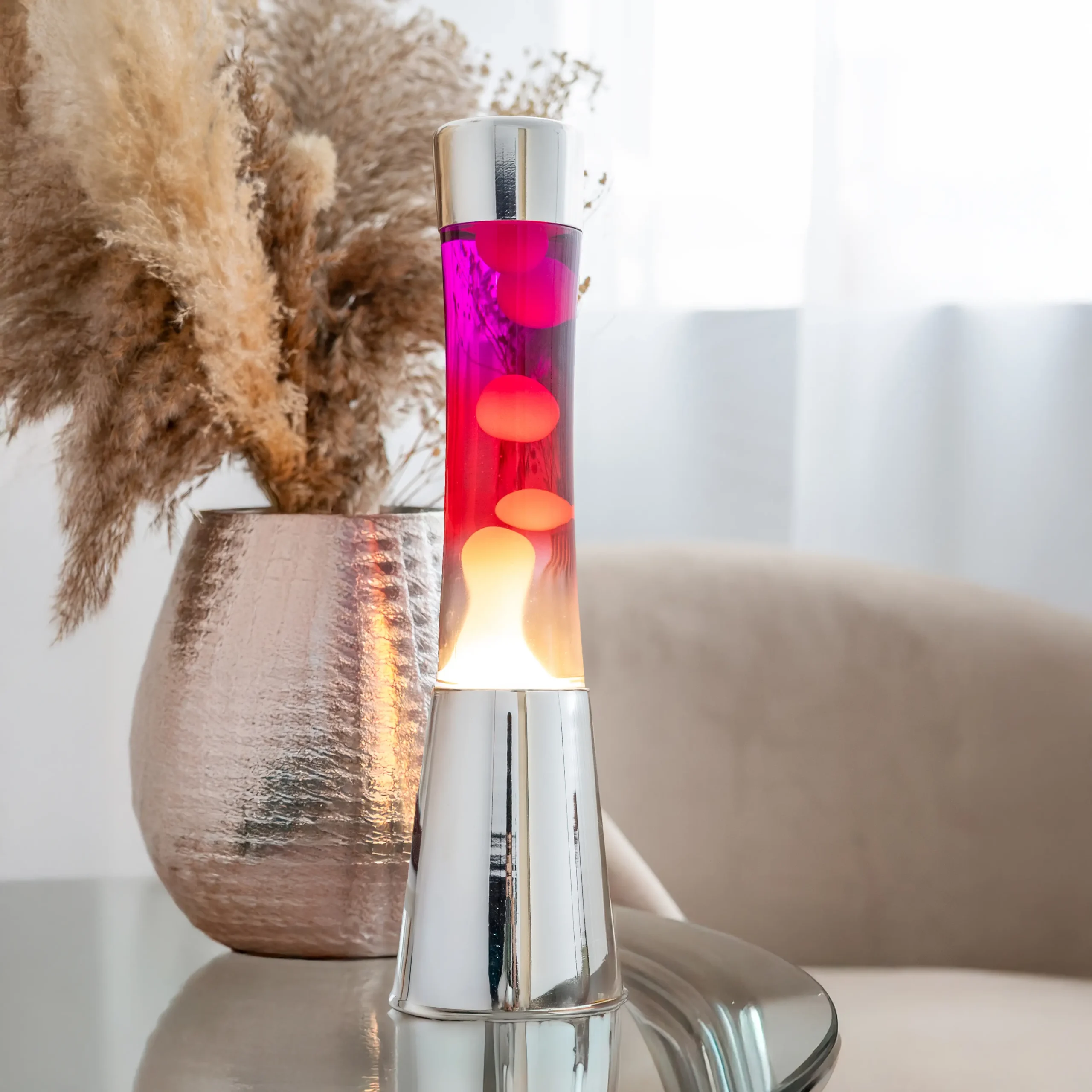 Lámpara de lava degradada rojo y blanco - Imagen 4