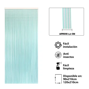 Cortina para Puerta Tiras PVC 210x120cm - Modelo Tosca - Transparente+ Filo Verde P7