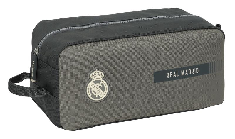 Zapatillero Real Marid 3ª Equipación Gris Neceser Aseo Viaje Real Marid Tercera Equipación Gris Bolsa Para Zapatillas Neceser Real Madrid Escudo - Safta